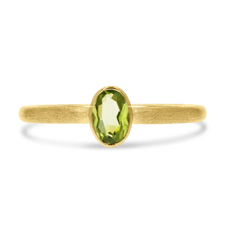 Peridot Bezel-Set Gold Ring