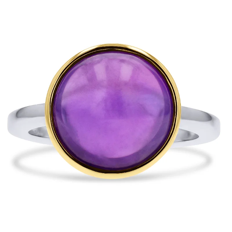 Cabochon Amethyst Gemstone Bezel Ring