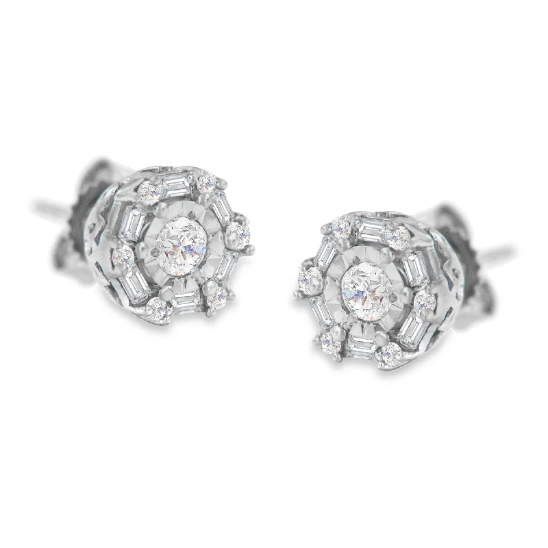 10K White Gold Diamond Stud Earring