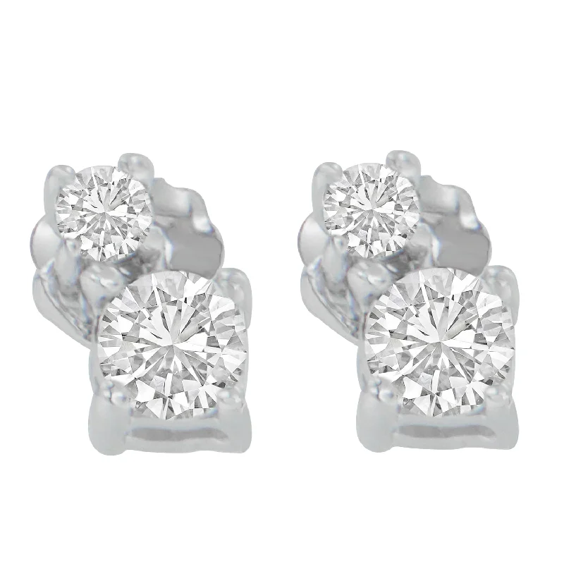 14K White Gold 1/2 cttw Round Cut Diamond Earrings