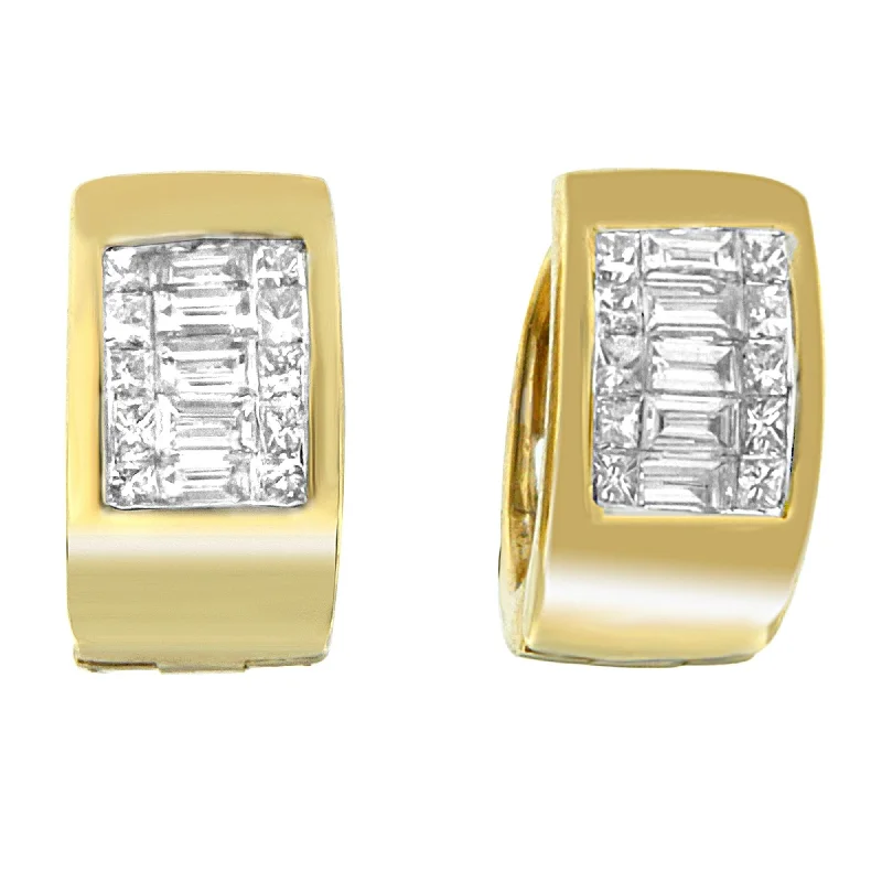 14K Yellow Gold 1/2 cttw Diamond Huggy Earrings