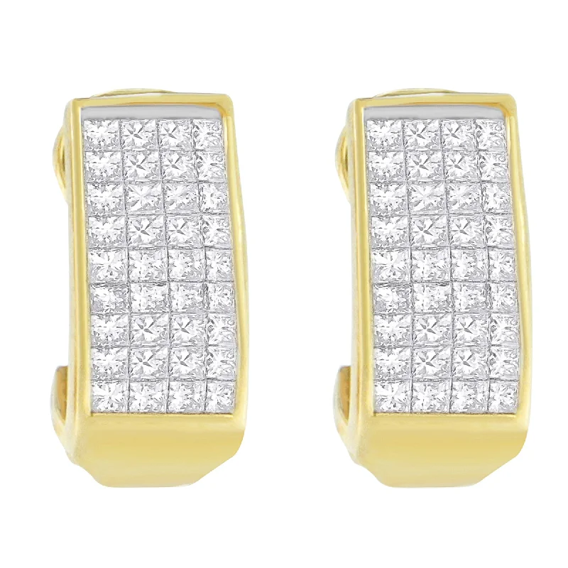 14K Yellow Gold 1 cttw Princess Cut Diamond Earrings