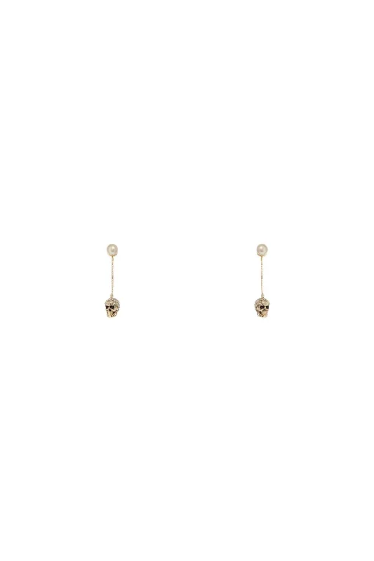 Alexander Mcqueen Skull Earrings With Pavé And Chain