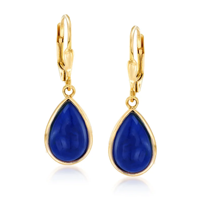 Ross-Simons Lapis Teardrop Earrings in 18kt Gold Over Sterling