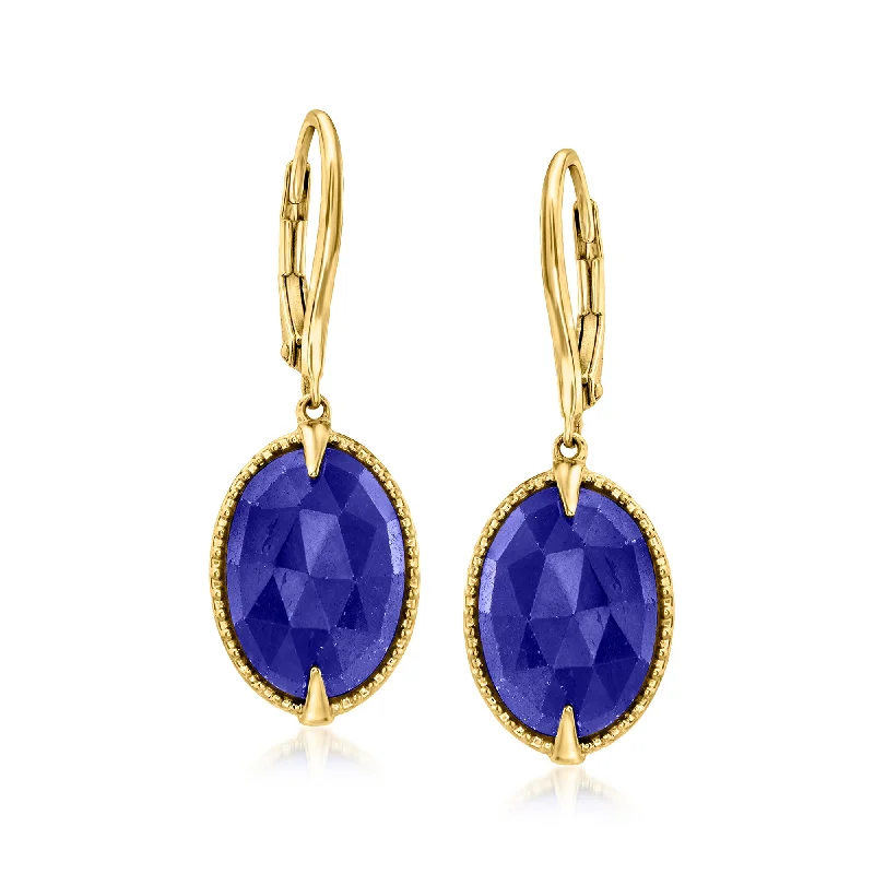 Ross-Simons Sapphire Drop Earrings in 18kt Gold Over Sterling