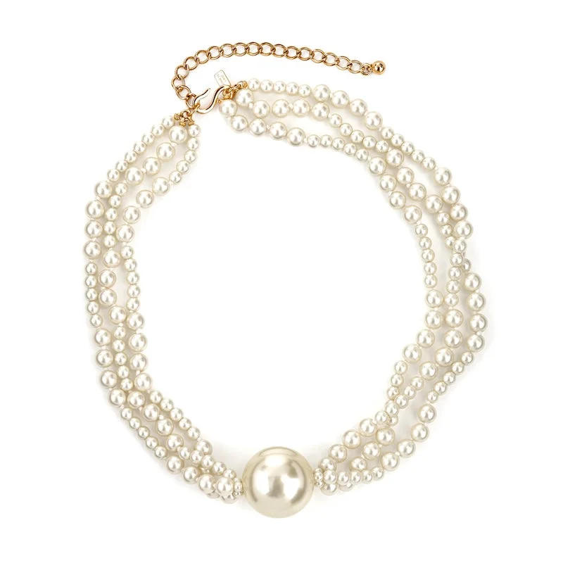 Unique Jewelry Designs Now At Discounted Rates 3 Row Pearl Clasp Necklace
