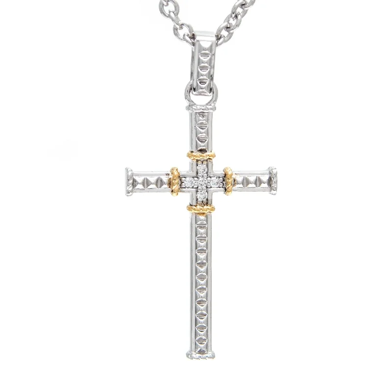 Andrea Candela 18K Silver Diamond Cross Necklace