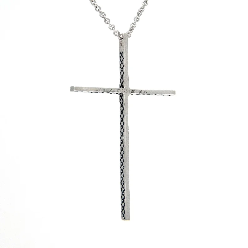 Andrea Candela Sterling Silver & Diamond Cross Pendant with Chain