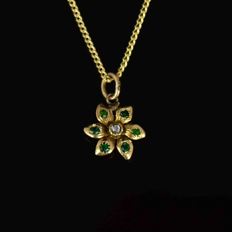Don't Miss Out On Bestselling Jewelry At Special Prices Antique 14K Gold Diamond Emerald Flower Charm Pendant Necklace Don't Miss Out On Bestselling Jewelry At Special Prices Antique 14K Gold Diamond Emerald Flower Charm Pendant Necklace