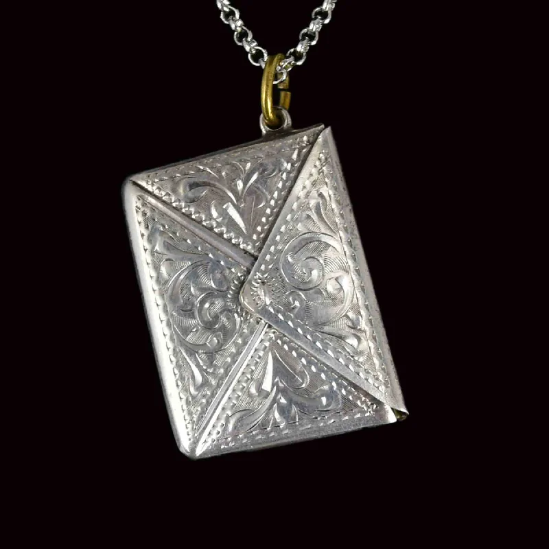 Last Chance To Grab Your Favorite Jewelry At A Discount Antique Silver Engraved Envelope Stamp Holder Pendant Necklace Last Chance To Grab Your Favorite Jewelry At A Discount Antique Silver Engraved Envelope Stamp Holder Pendant Necklace