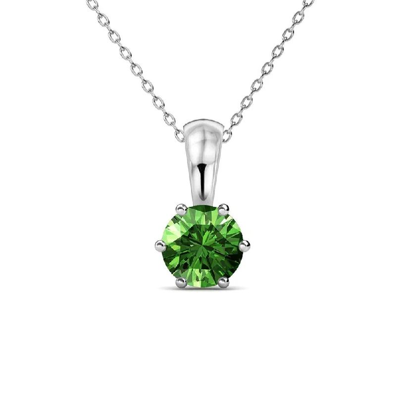 Personalized Engraved Jewelry For Meaningful Gifts August Birthstone Peridot Necklace 18k White Gold Plated Solitaire Necklace with 1CT Swarovski Crystal Personalized Engraved Jewelry For Meaningful Gifts August Birthstone Peridot Necklace 18k White Gold Plated Solitaire Necklace with 1CT Swarovski Crystal