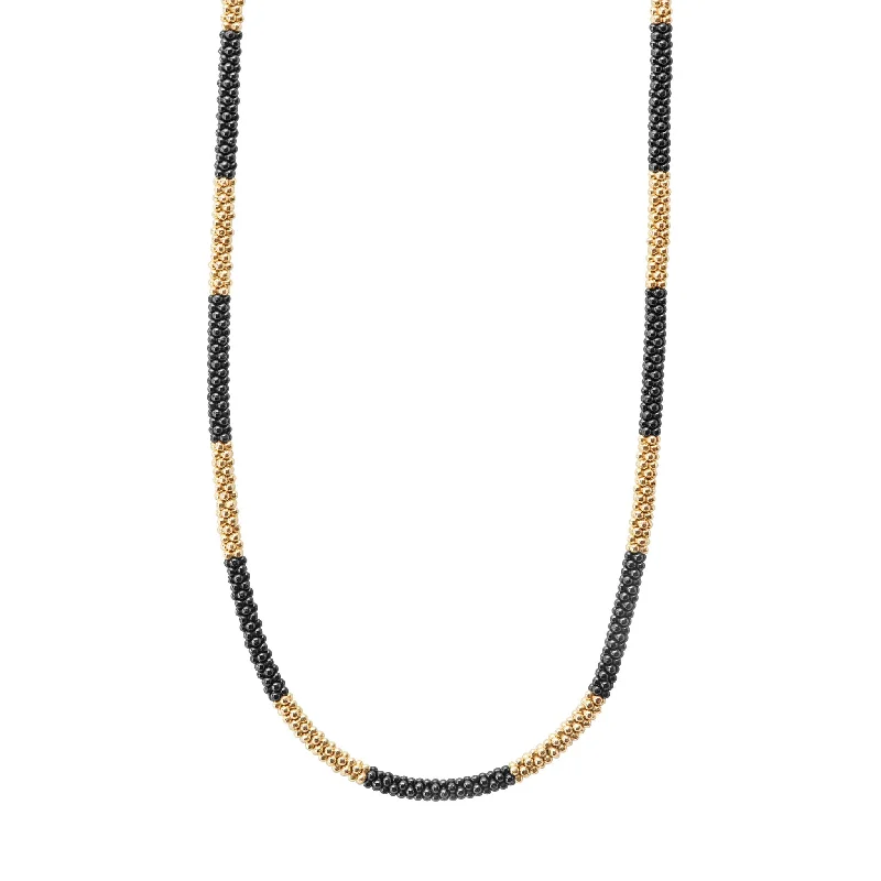 Luxury Meets Affordability – Jewelry Sale Now Live Black Caviar 18K Gold Large Station Ceramic Beaded Necklace | 3mm Luxury Meets Affordability – Jewelry Sale Now Live Black Caviar 18K Gold Large Station Ceramic Beaded Necklace | 3mm