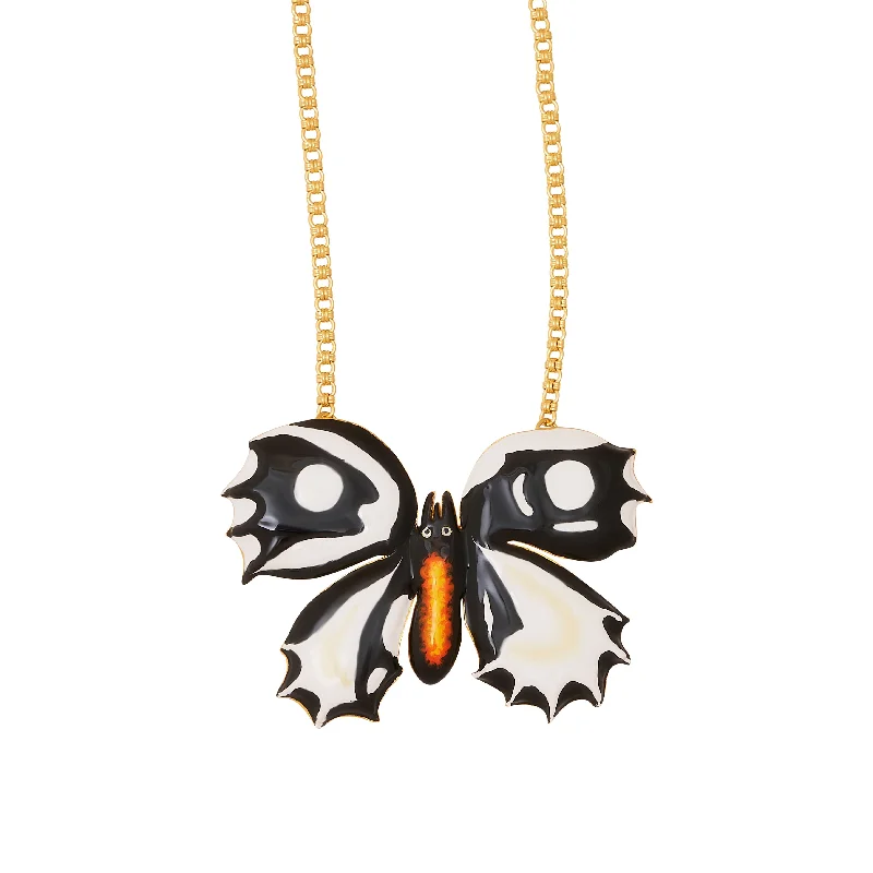 Handcrafted Beauty At Affordable Prices Black & White Butterfly Gold Chain Necklace Handcrafted Beauty At Affordable Prices Black & White Butterfly Gold Chain Necklace
