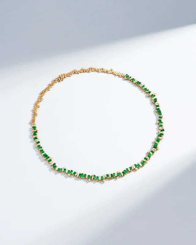 Best Jewelry Sale Prices – Limited-Time Offer Bold Burst Emerald Tennis Necklace