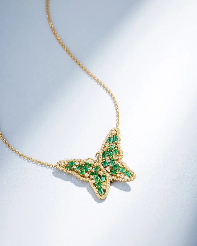 Upgrade Your Jewelry Collection For Less Bold Emerald Medium Butterfly Pendant