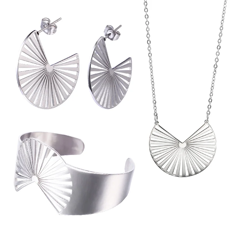 Dainty And Elegant Jewelry Now At Reduced Prices Taylor 18k White Gold Plated Stainless Steel Earrings Bracelet and Necklace Set Dainty And Elegant Jewelry Now At Reduced Prices Taylor 18k White Gold Plated Stainless Steel Earrings Bracelet and Necklace Set