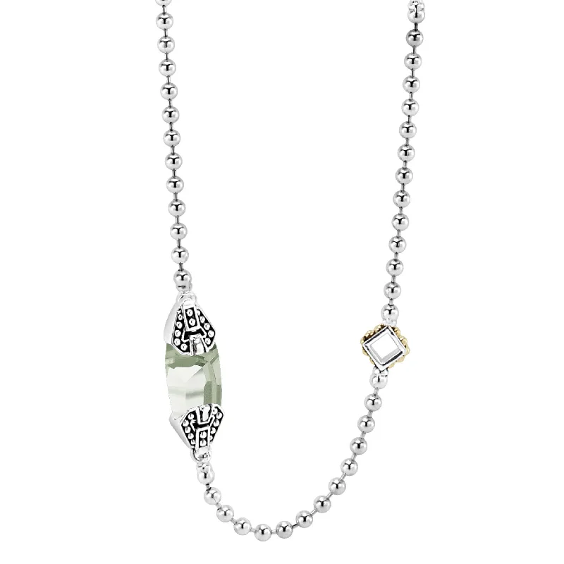 Handcrafted Jewelry Sale – Unique Designs At Low Prices Caviar Color Six Station Prasiolite Necklace Handcrafted Jewelry Sale – Unique Designs At Low Prices Caviar Color Six Station Prasiolite Necklace