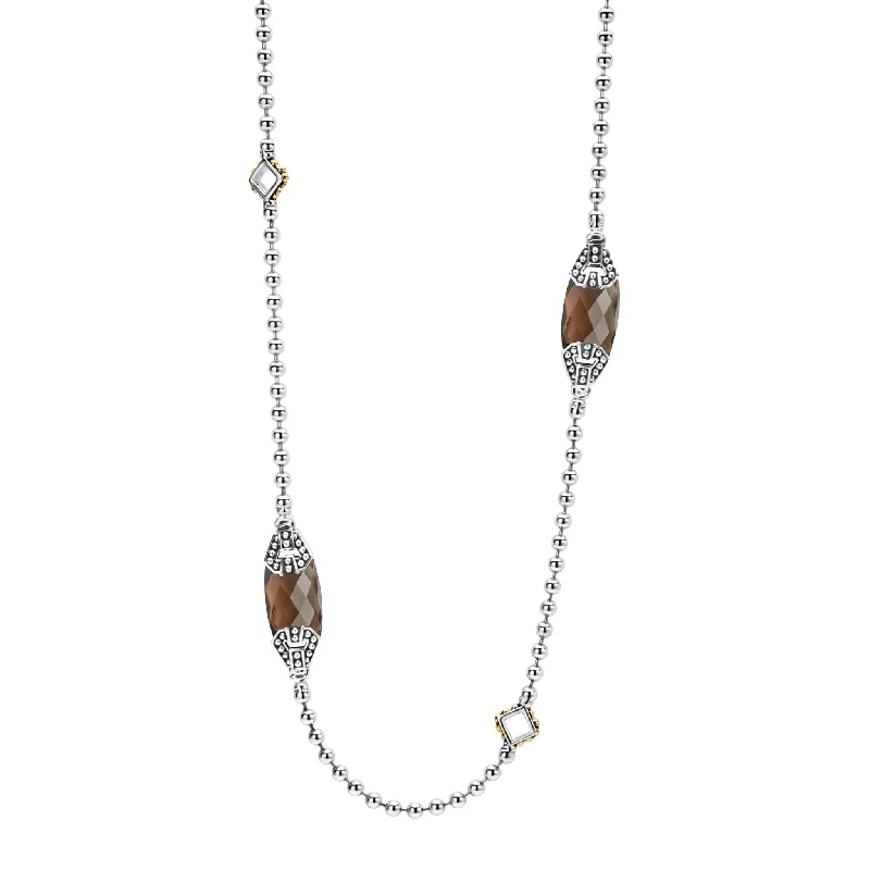 Elegant Jewelry, Exclusive Prices – Shop Now Caviar Color Six Station Smokey Quartz Necklace