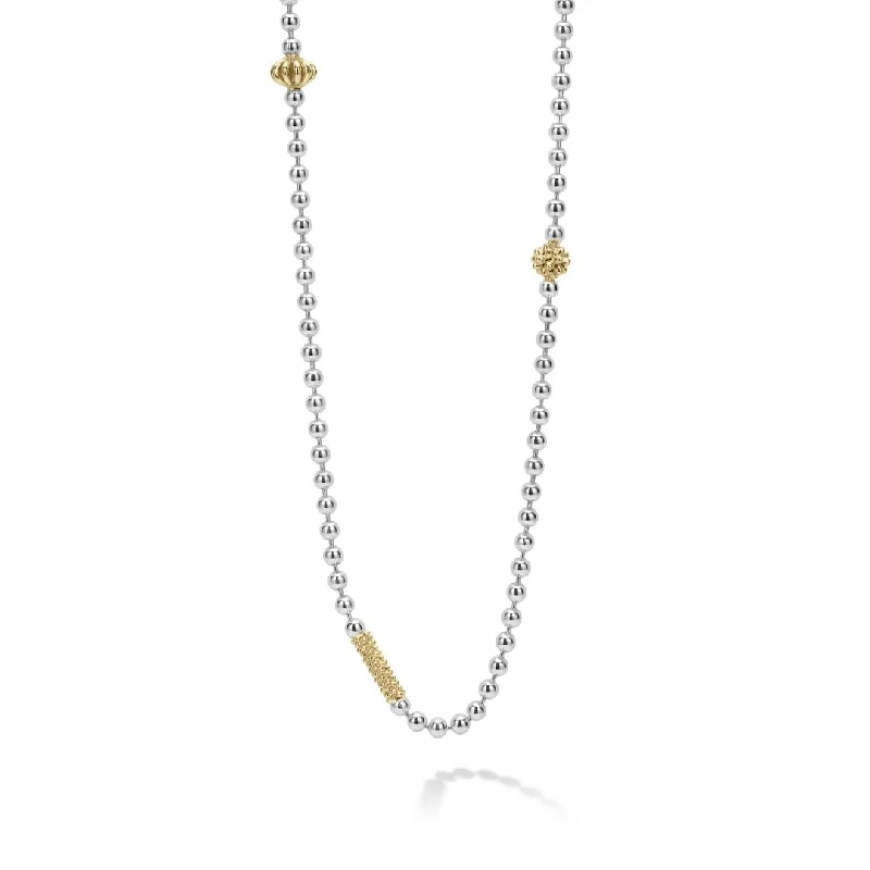High-Quality Jewelry At A Fraction Of The Cost Caviar Icon Two-Tone Caviar Beaded Necklace High-Quality Jewelry At A Fraction Of The Cost Caviar Icon Two-Tone Caviar Beaded Necklace