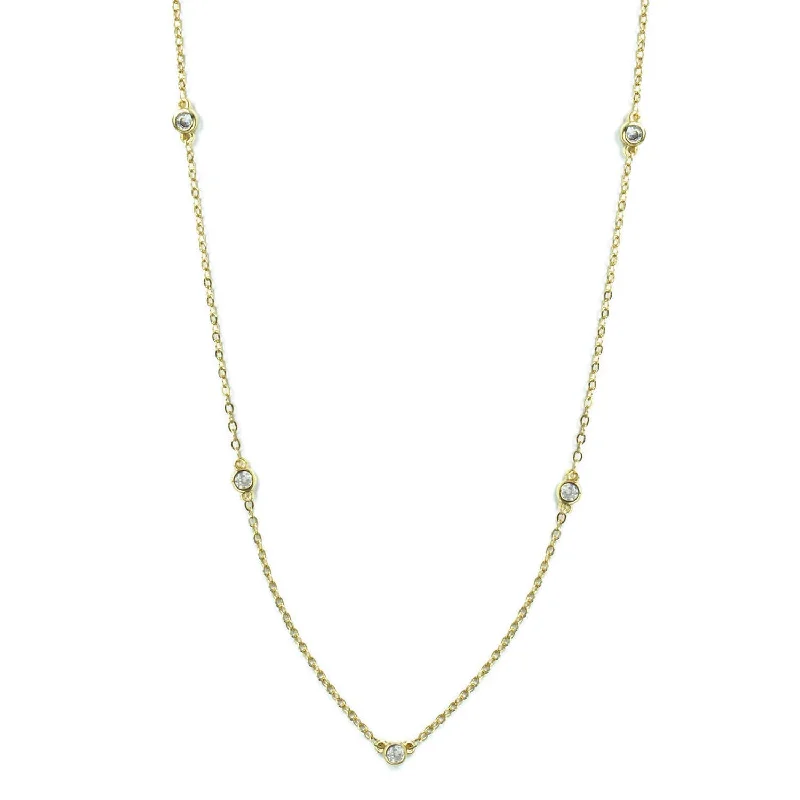 Don't Miss These Dazzling Jewelry Discounts Clear CZ Accented Necklace Gold