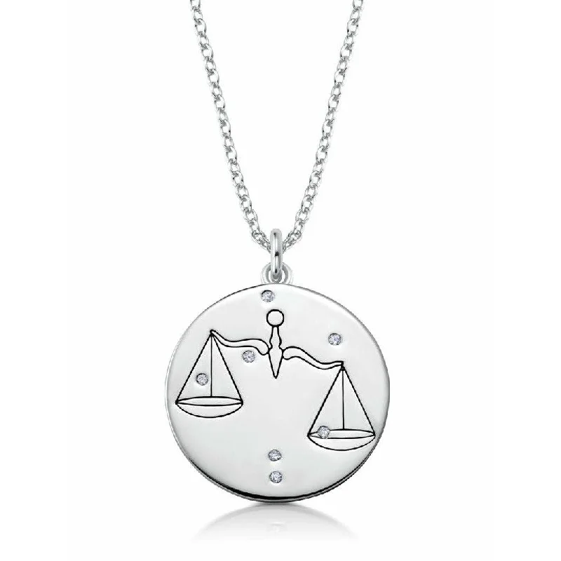 CRISLU LIBRA - ZODIAC NECKLACE FINISHED IN PURE PLATINUM