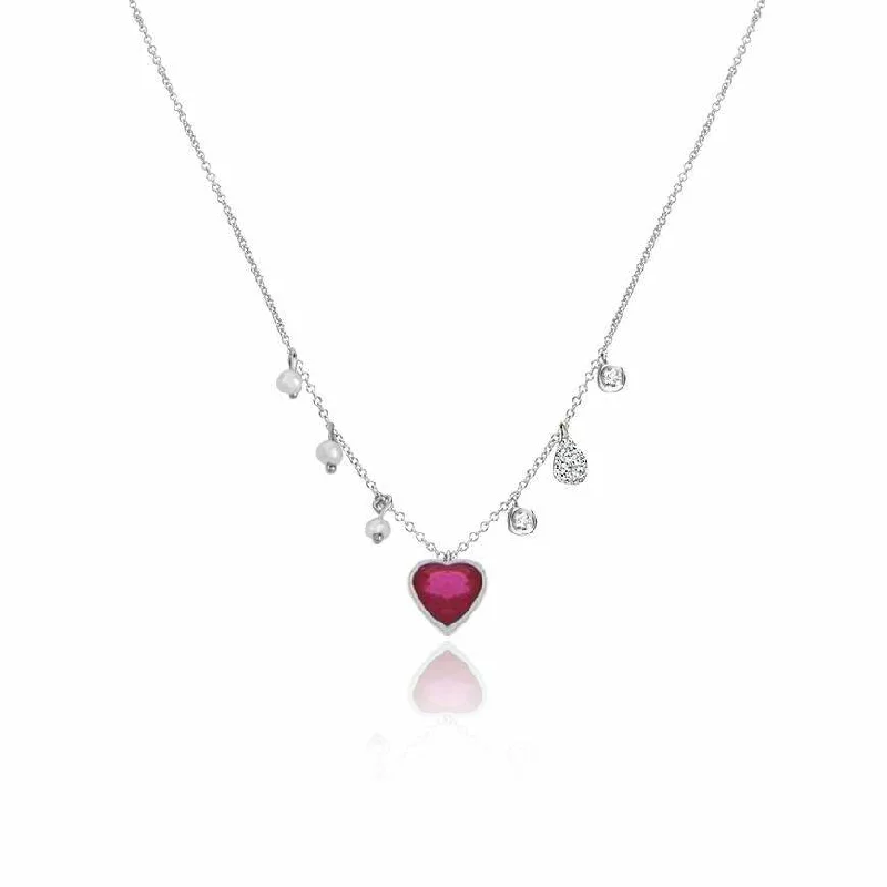 Luxury Meets Affordability – Jewelry Sale Live Now Meira T  Dainty Ruby Heart and Diamond Necklace