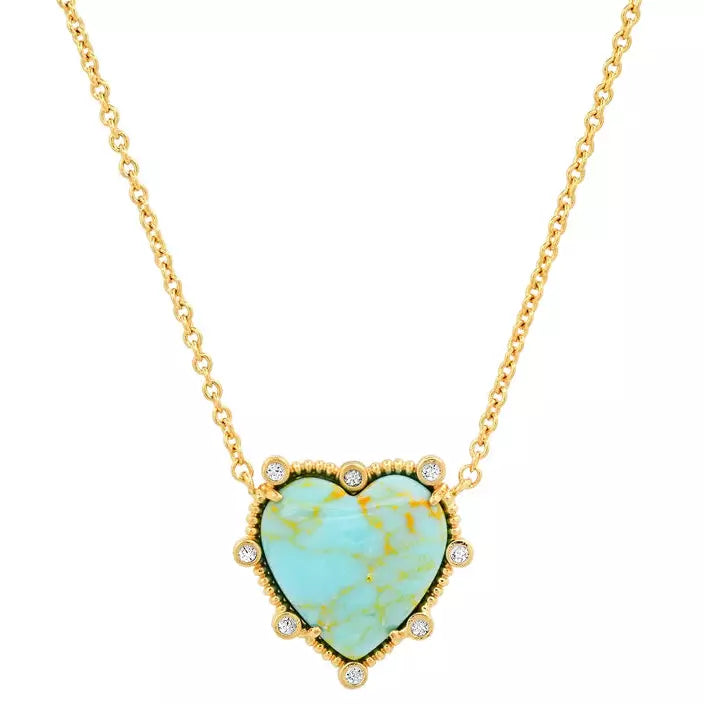 TAI Turquoise Bezel Set with CZ  Necklace