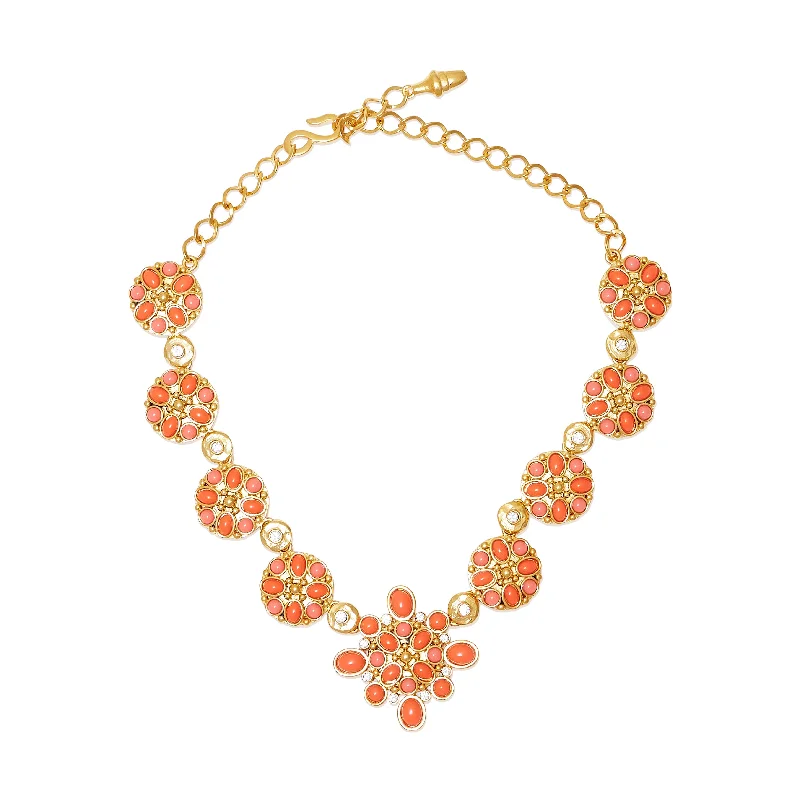 Premium Jewelry Now Available At Special Discounts Coral & Pearl Rhinestone Gold Chain Necklace Premium Jewelry Now Available At Special Discounts Coral & Pearl Rhinestone Gold Chain Necklace