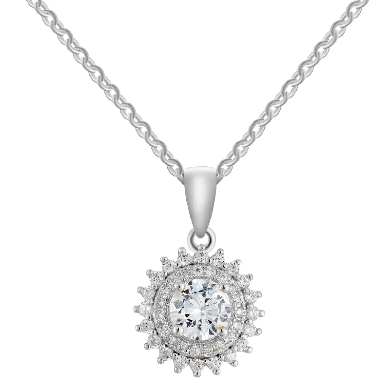 Dazzle In Elegance With Our Biggest Jewelry Sale Cordelia 18k White Gold Plated Silver Pendant Necklace with Simulated Diamond Crystals Dazzle In Elegance With Our Biggest Jewelry Sale Cordelia 18k White Gold Plated Silver Pendant Necklace with Simulated Diamond Crystals