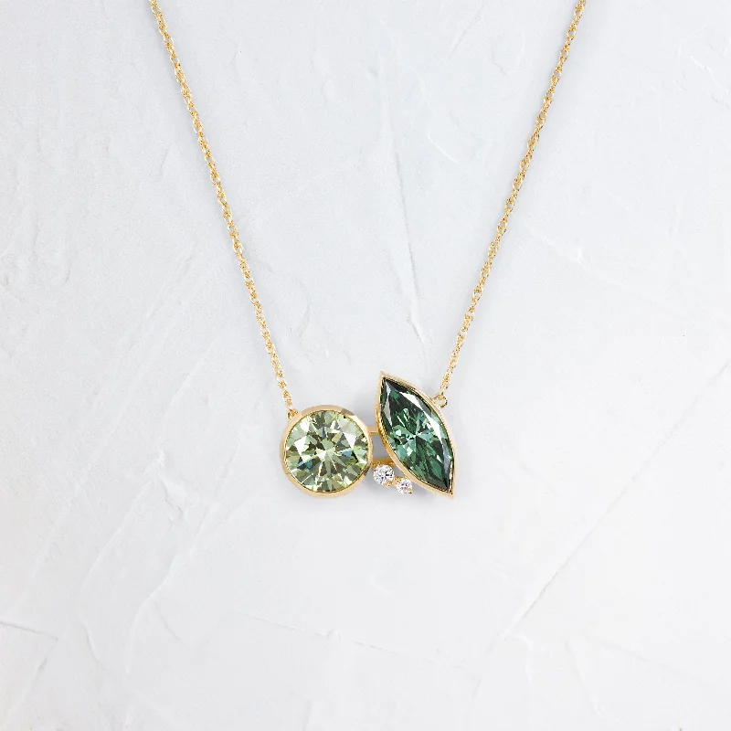 Discounted Jewelry For A Glamorous Look Couplet Necklace, 3.87ctw. Green Diamonds