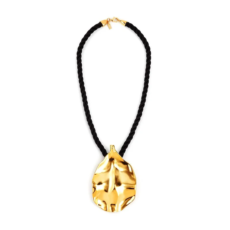 Clearance Sale On High-End Jewelry Collections Satin Gold Leaf Necklace
