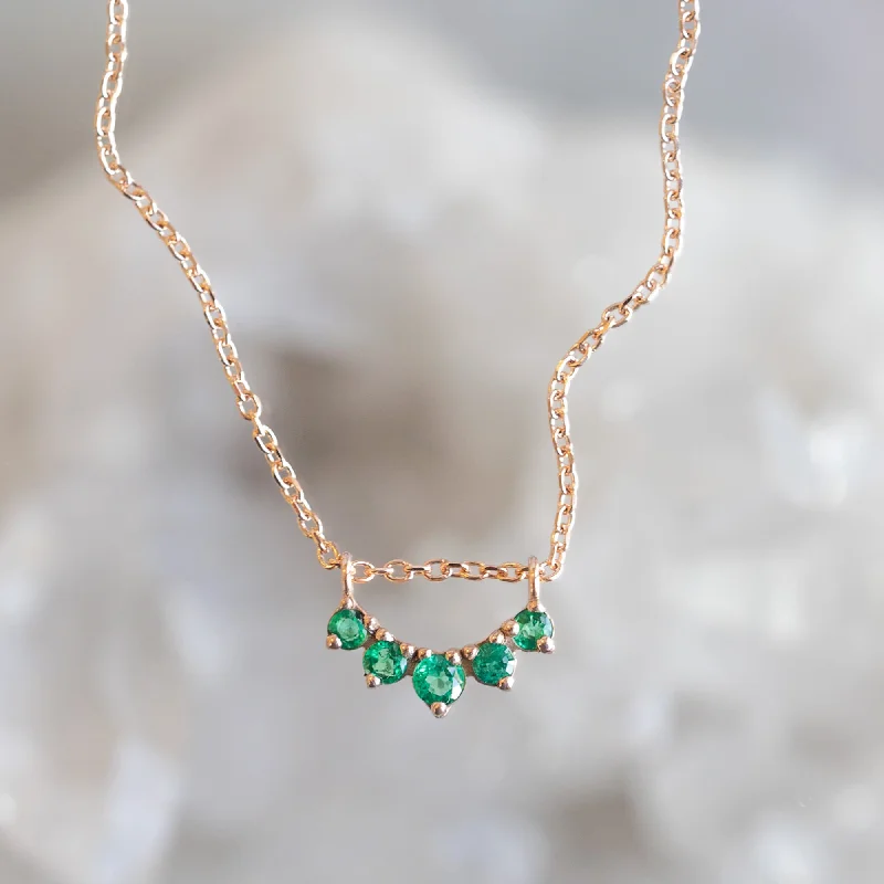 Custom Emerald Gemstone Sunburst Necklace | 10K Rose Gold