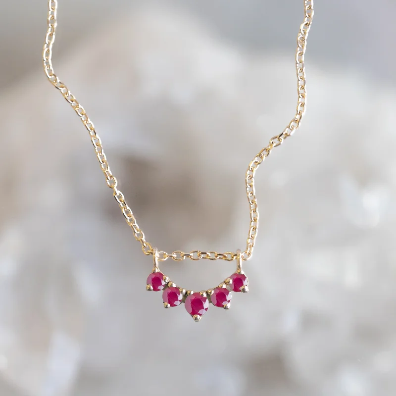 Custom Ruby Gemstone Sunburst Necklace | 10K Yellow Gold