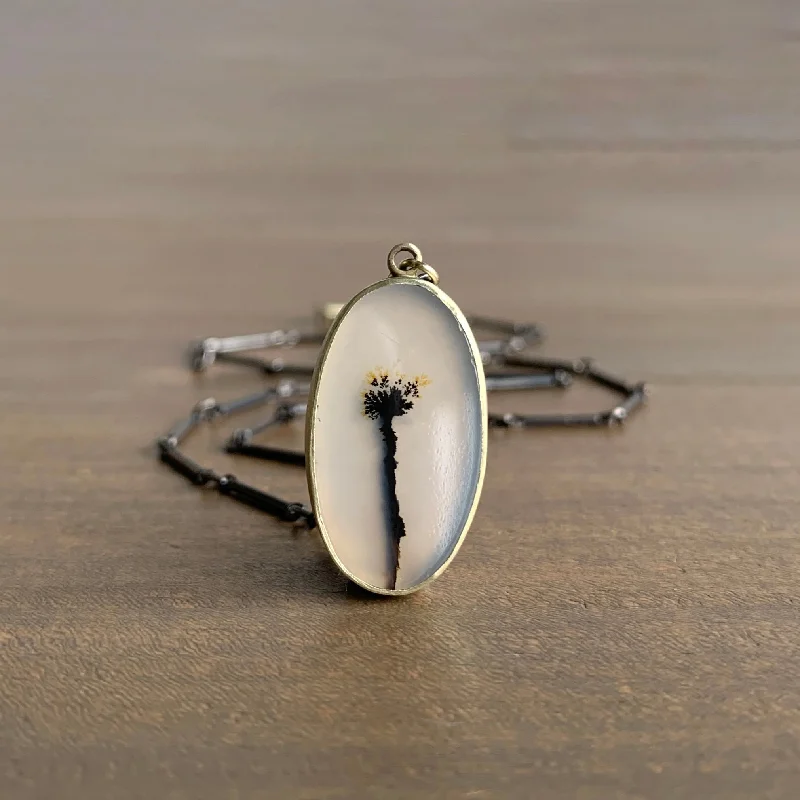 Handmade Pearl Jewelry For Timeless Elegance Dendritic Agate Dandelion Pendant