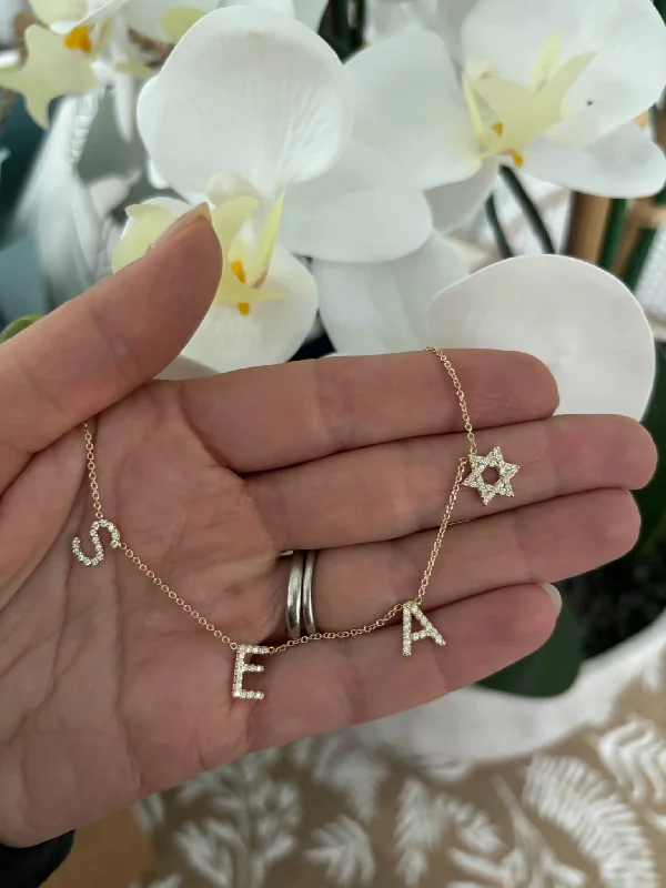 Get Ready To Sparkle – Special Jewelry Discounts Diamond Initial & Jewish Star Necklace Get Ready To Sparkle – Special Jewelry Discounts Diamond Initial & Jewish Star Necklace