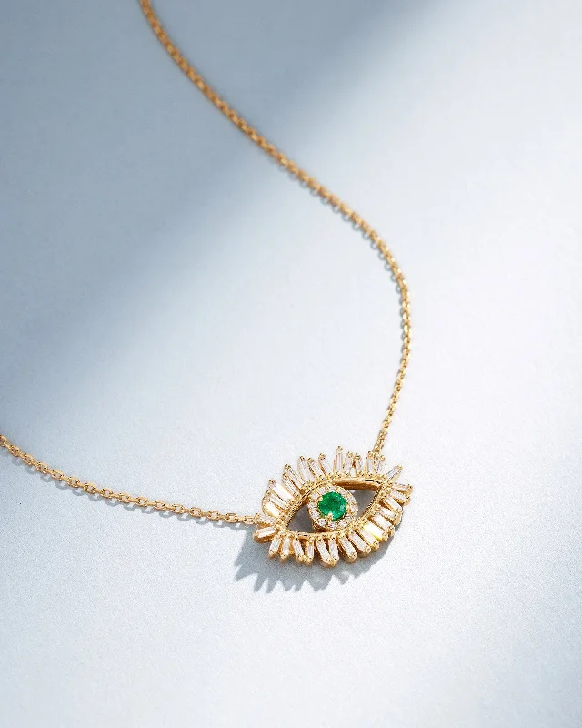 Grab Your Favorite Jewelry At The Lowest Prices Evil Eye Midi Emerald Pendant