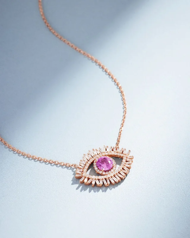 Fashion-Forward Jewelry At Incredible Prices Evil Eye Milli Pink Sapphire Half Pave Pendant Fashion-Forward Jewelry At Incredible Prices Evil Eye Milli Pink Sapphire Half Pave Pendant