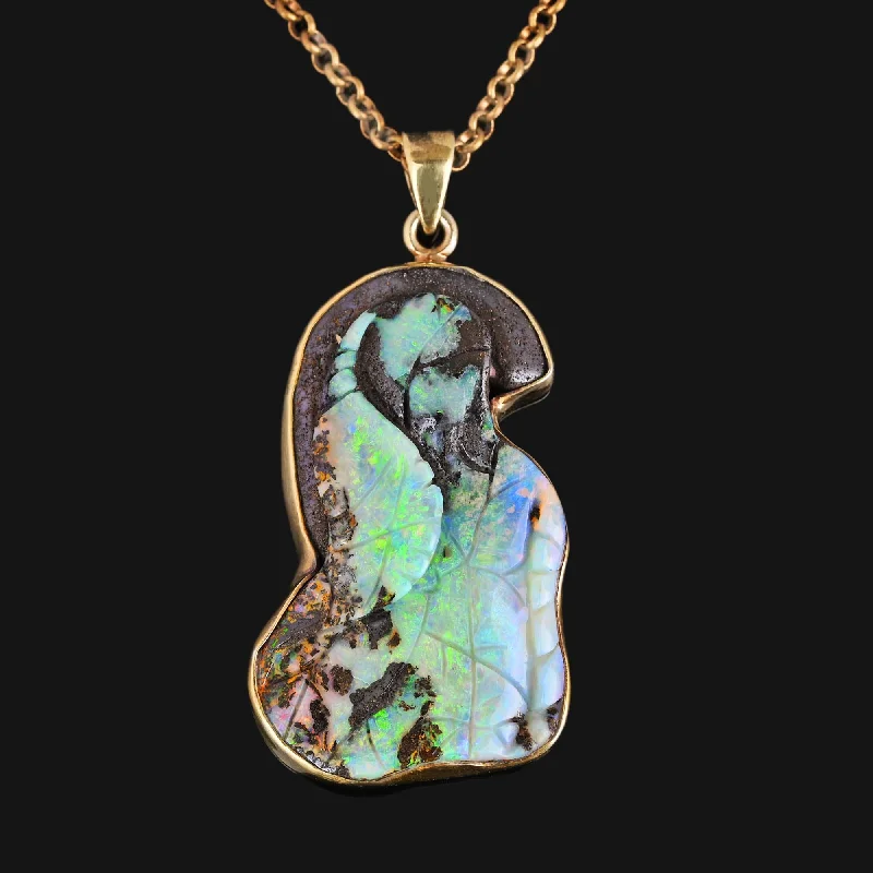 Everyday Jewelry Essentials Now On Sale Extra Large Carved Leaf Boulder Opal Pendant Necklace Everyday Jewelry Essentials Now On Sale Extra Large Carved Leaf Boulder Opal Pendant Necklace