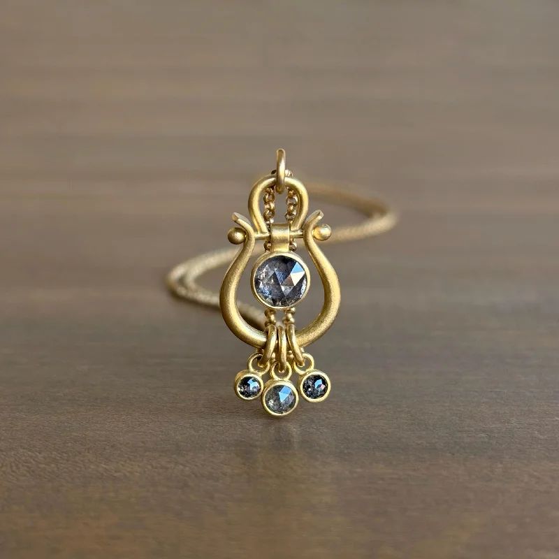 Affordable Glamour – Premium Jewelry At Special Prices Gold Lyre Pendant with Salt & Pepper Diamonds Affordable Glamour – Premium Jewelry At Special Prices Gold Lyre Pendant with Salt & Pepper Diamonds