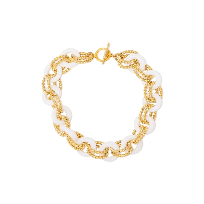 High-End Jewelry, Now More Affordable Than Ever Gold & White Twist Link Necklace