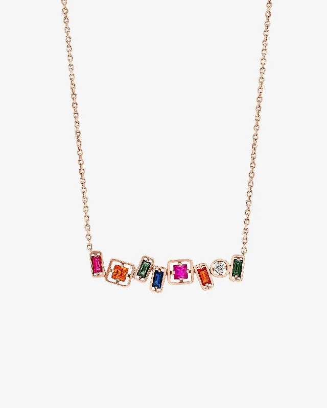 Buy More, Save More – Special Jewelry Discounts Inlay Rainbow Sapphire Bar Pendant