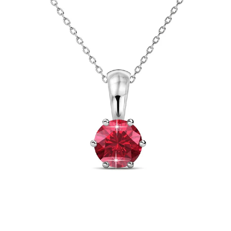 Modern Statement Jewelry For Bold Styling July Birthstone Ruby Necklace 18k White Gold Plated Solitaire Necklace with 1CT Swarovski Crystal Modern Statement Jewelry For Bold Styling July Birthstone Ruby Necklace 18k White Gold Plated Solitaire Necklace with 1CT Swarovski Crystal