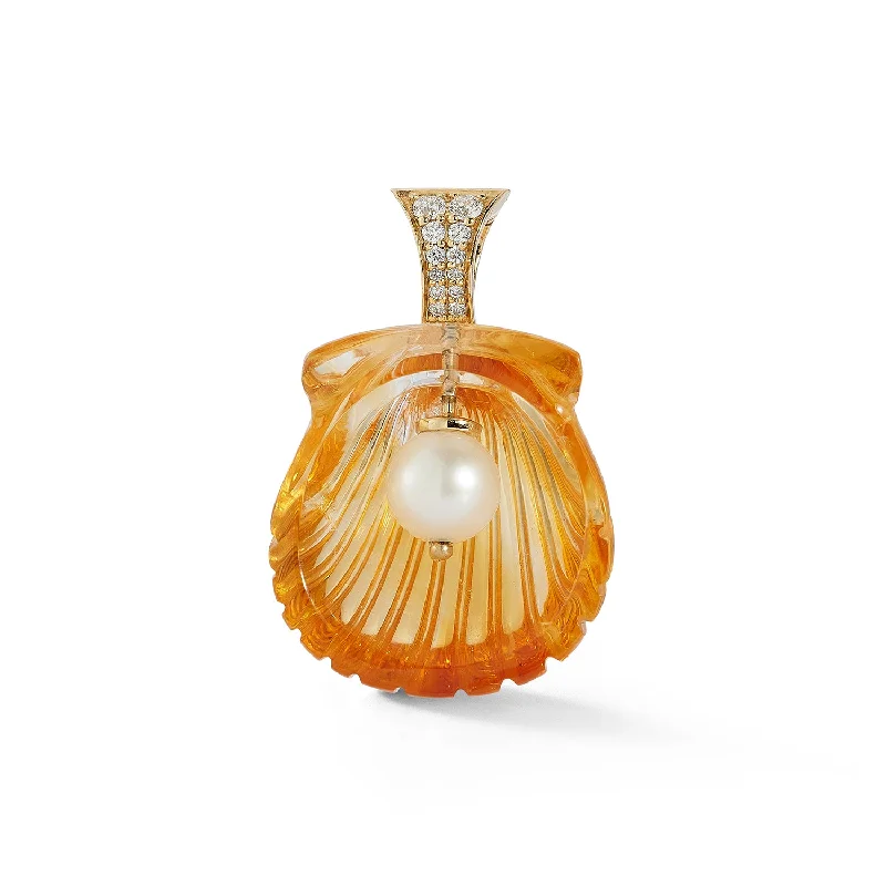 Special Jewelry Deals – Upgrade Your Collection Large  Dream Shell Pendant - Citrine