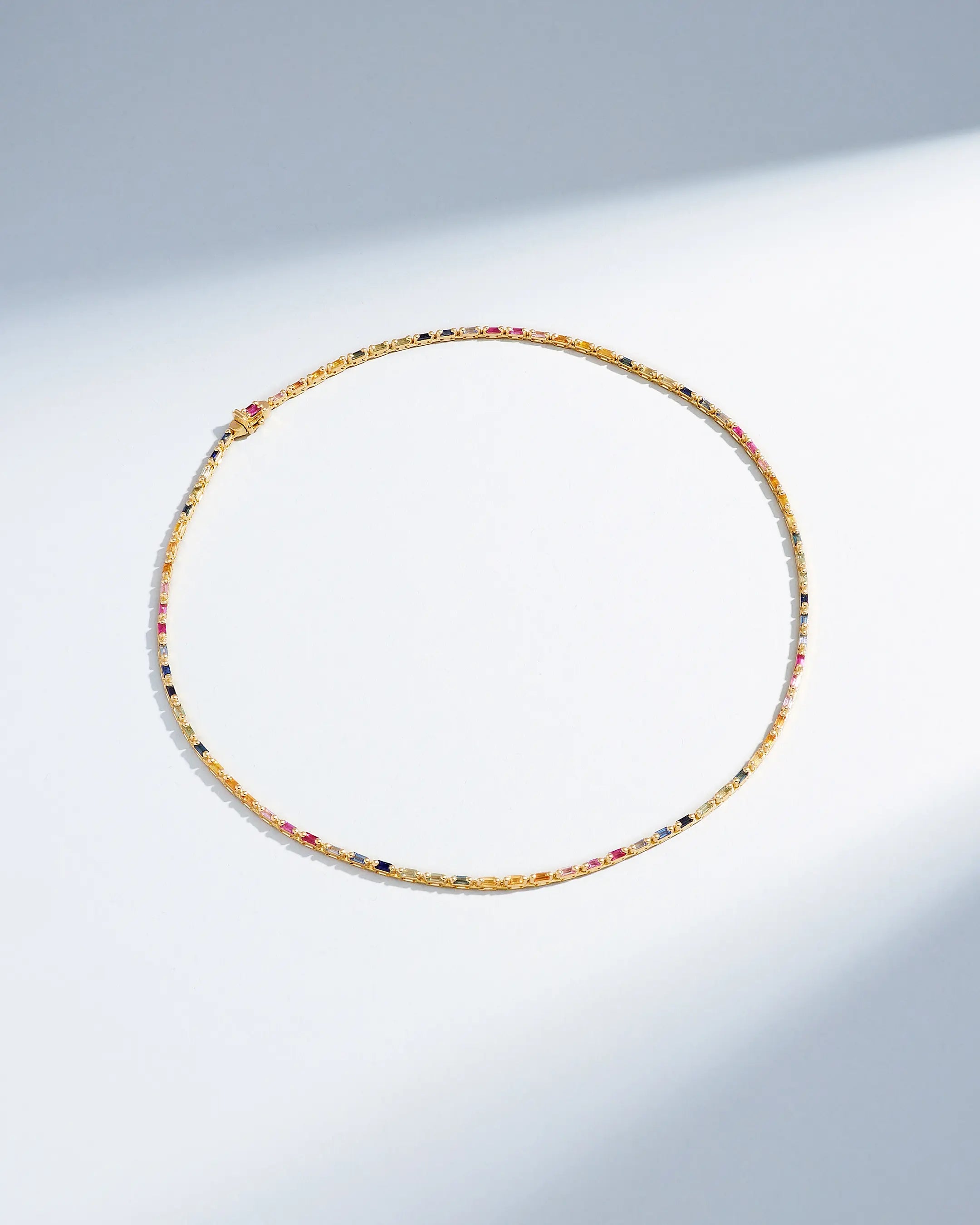 Shop Elegant Jewelry At Unbeatable Prices Linear Full Rainbow Sapphire Tennis Necklace