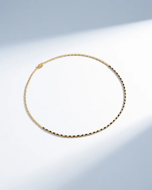 Waterproof Stainless Steel Jewelry For Lasting Beauty Linear Half Black Sapphire Tennis Necklace Waterproof Stainless Steel Jewelry For Lasting Beauty Linear Half Black Sapphire Tennis Necklace