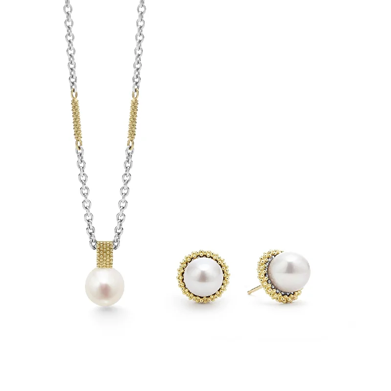 Everyday Jewelry Essentials Now On Sale Luna 18K Gold Pearl Earring and Necklace Gift Set Everyday Jewelry Essentials Now On Sale Luna 18K Gold Pearl Earring and Necklace Gift Set