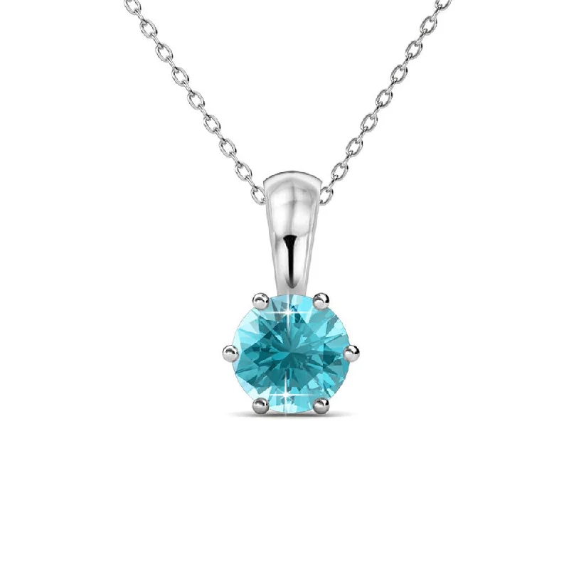 Versatile Layering Jewelry For Effortless Chic March Birthstone Aquamarine Necklace 18k White Gold Plated Solitaire Necklace with 1CT Swarovski Crystal Versatile Layering Jewelry For Effortless Chic March Birthstone Aquamarine Necklace 18k White Gold Plated Solitaire Necklace with 1CT Swarovski Crystal