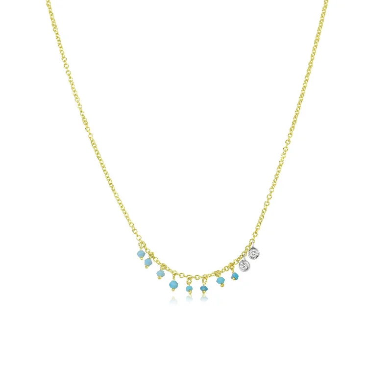 Limited-Stock Jewelry Sale – Shop Before It's Gone Meira T -Dainty Turquoise Bezel Necklace - Gold