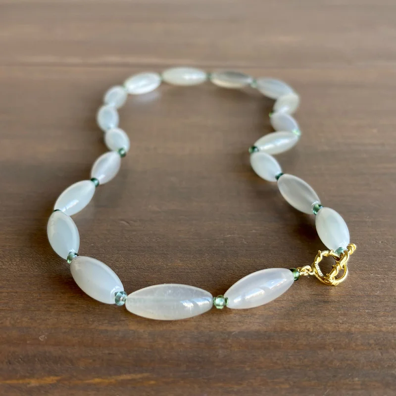 Elegant Jewelry, Affordable Luxury – Shop Now Moonstone & Tourmaline Beaded Necklace with Vine Clasp Elegant Jewelry, Affordable Luxury – Shop Now Moonstone & Tourmaline Beaded Necklace with Vine Clasp