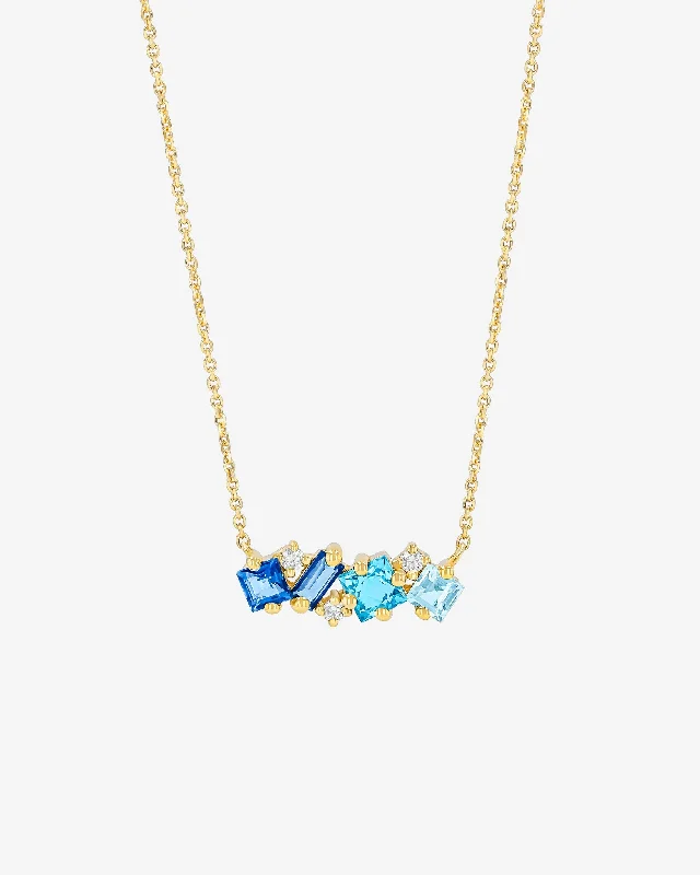Trendy Minimalist Jewelry For Everyday Wear Nadima Blue Ombre Midi Bar Pendant